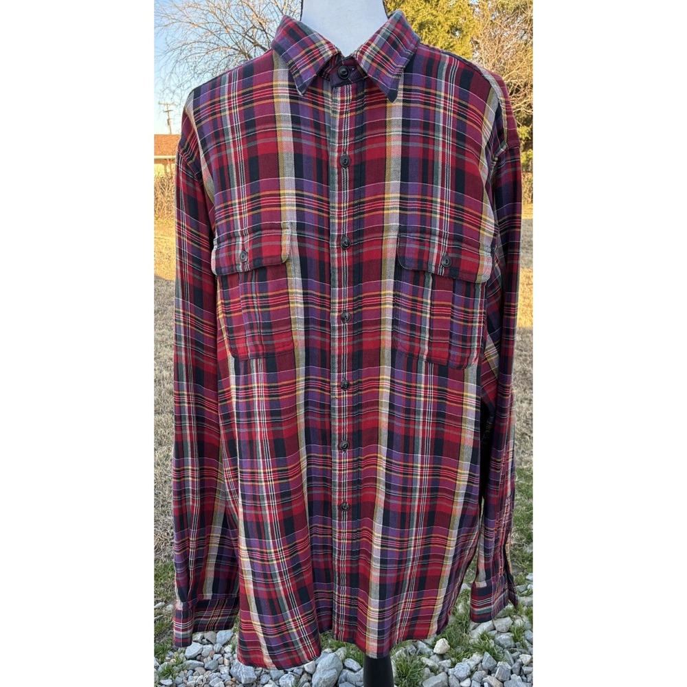 Vintage Polo Ralph Lauren Red Plaid Lightweight Soft Flannel Shirt Mens 2XL XXL